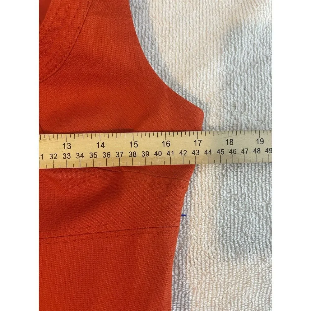 Tory Burch Leena Sleeveless Orange Lined Sheath Dress Side Zip Pockets Size‎ 4